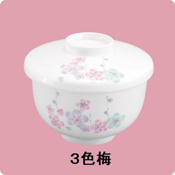 ニ･ﾌ33小むし碗(蓋)（3色梅）