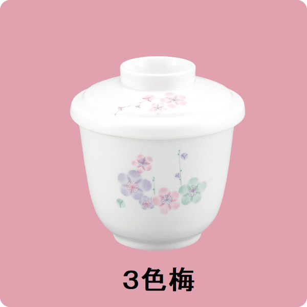 ニ･34特小むし碗(蓋)（3色梅）