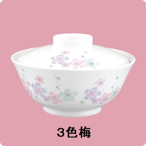 ニ･28汁碗(蓋)（3色梅）