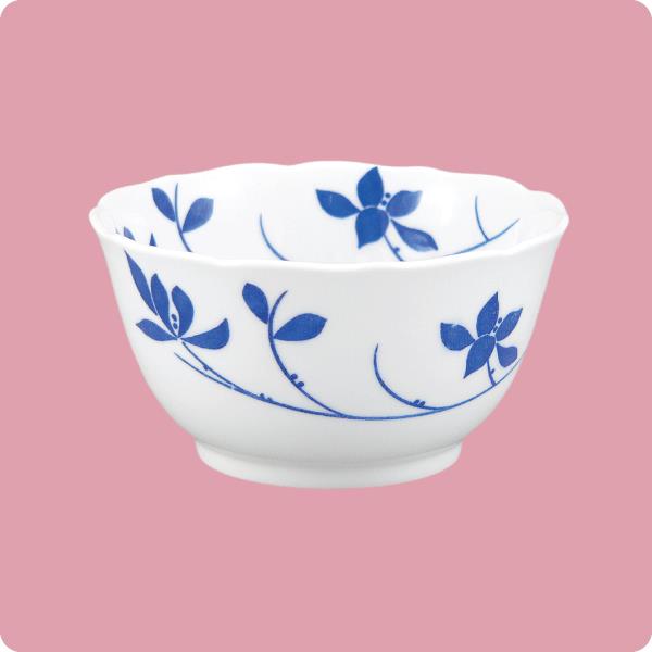 ニ・50　鏡花11ｃｍ深小鉢（紺若葉）