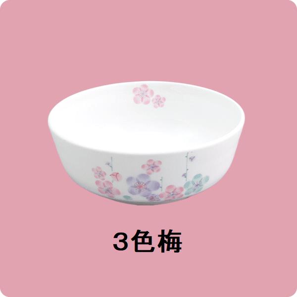 ニ・52　11ｃｍ浅丸小鉢（3色梅）