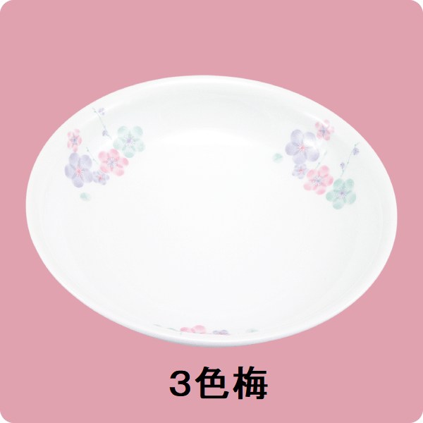 ニ・113　16cm中深皿（3色梅）
