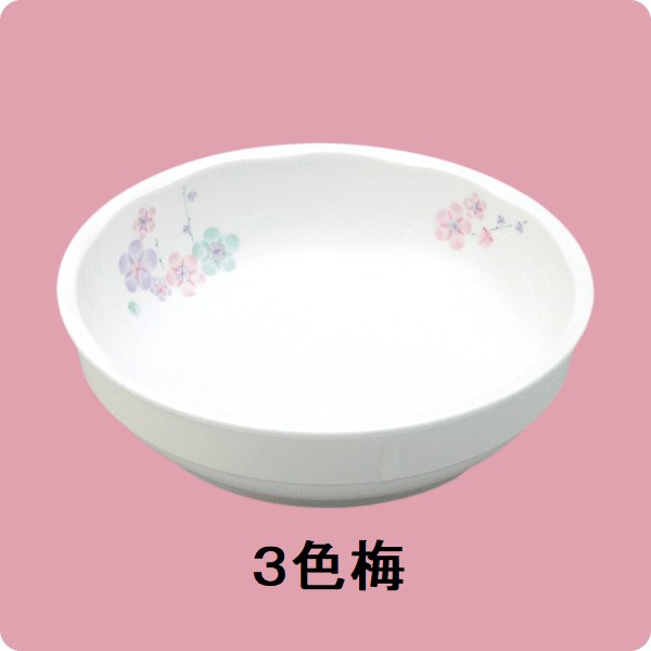 ニ・129　15cm中鉢（3色梅）