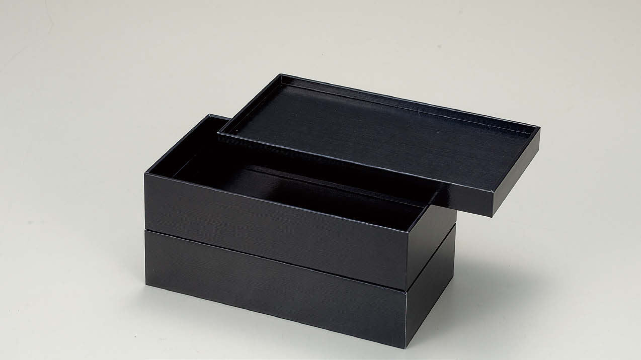 紙 長手紙重箱かぶせ蓋6.5寸 黒つむぎ(仕切別売)