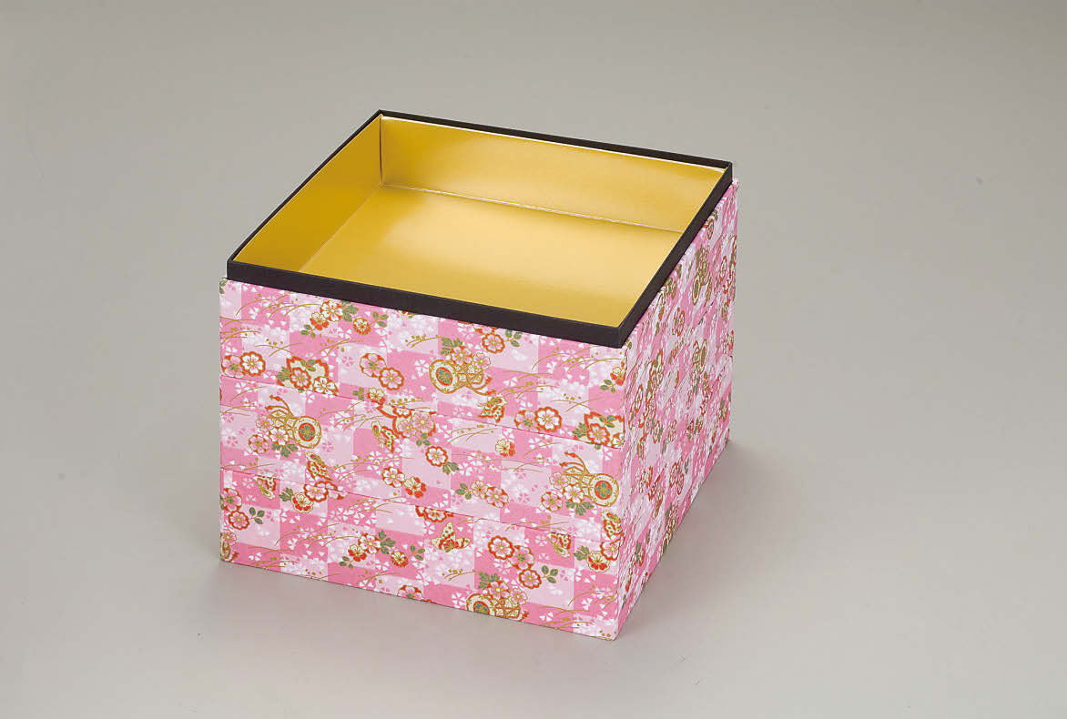 紙 友禅重箱 市松 ピンク