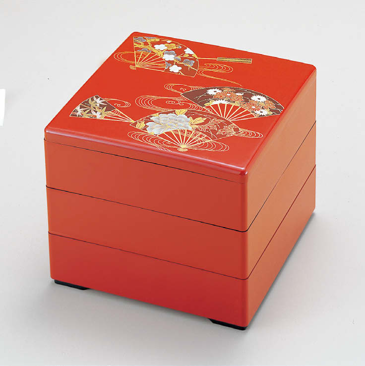 6.5寸重 朱 波扇面(内黒) 3段