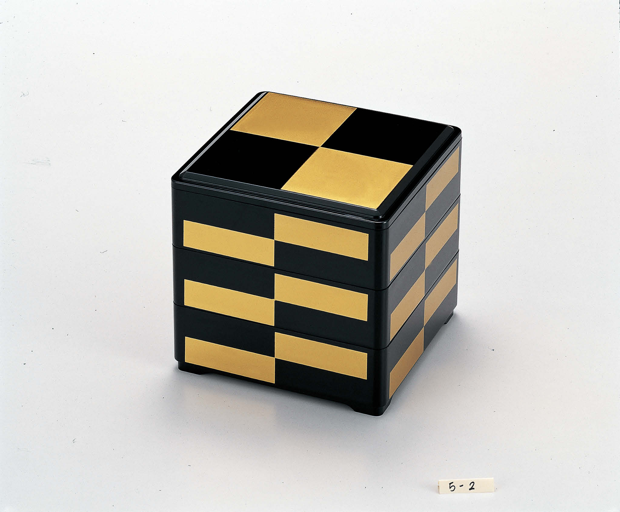 6.5寸重 黒金市松(内黒)深型 3段