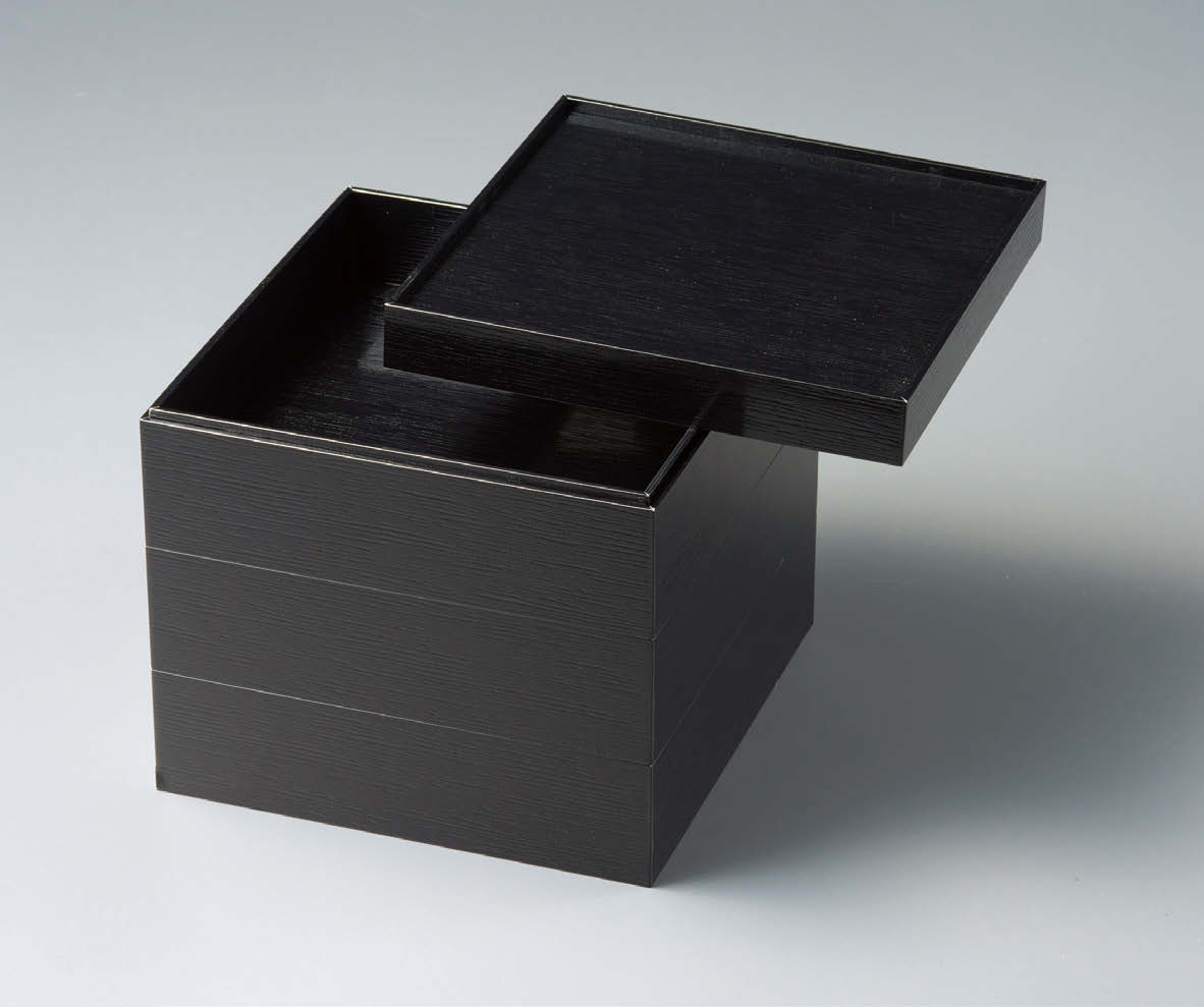 紙 角紙重箱かぶせ蓋 6寸 黒つむぎ(仕切別売)