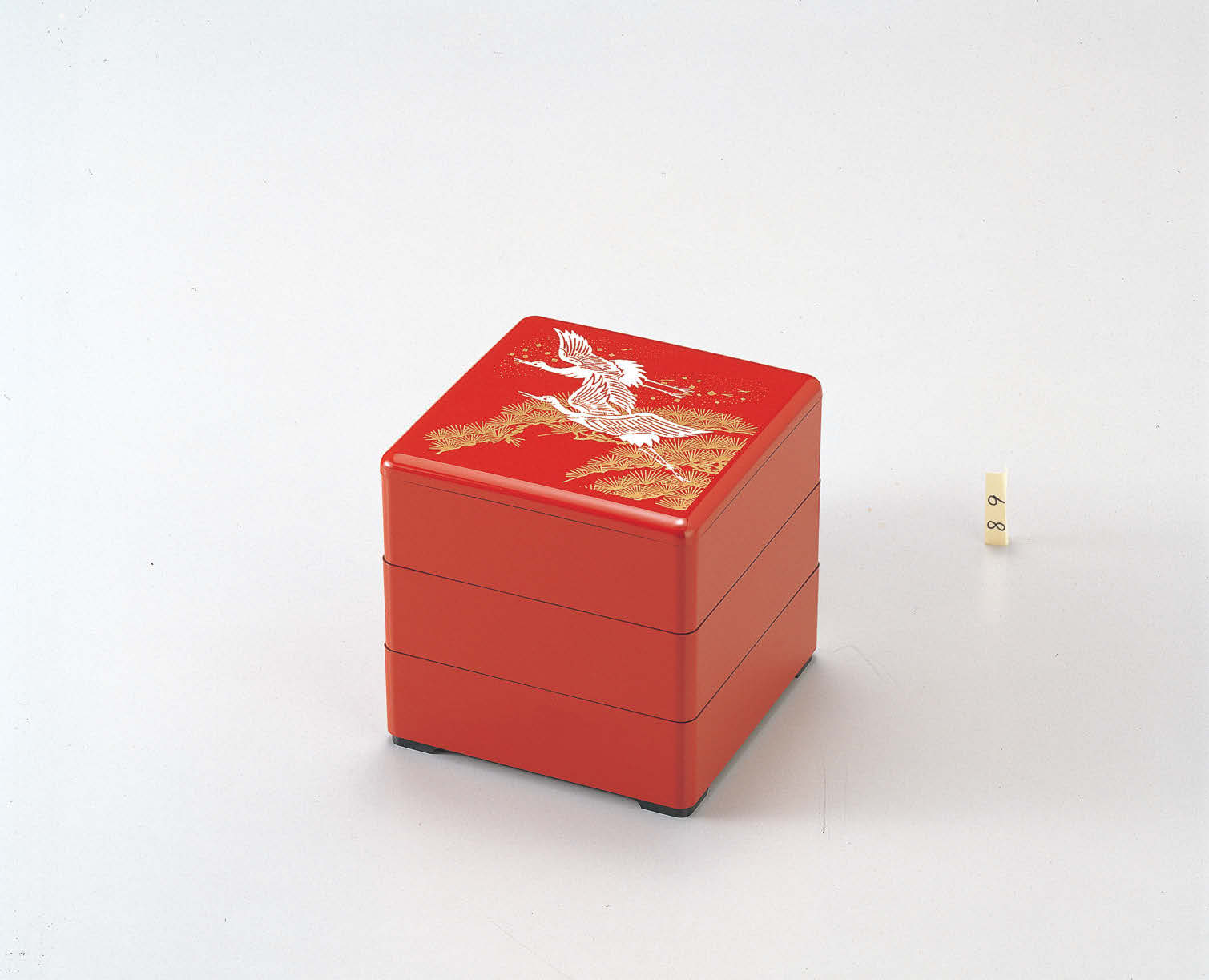 5.5寸重 朱 新二羽鶴（内黒）