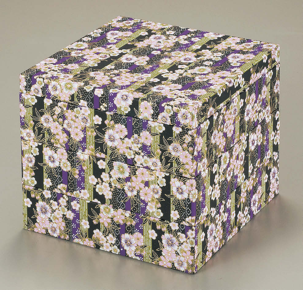 紙 平蓋友禅重箱 紫帯 花つぐみ